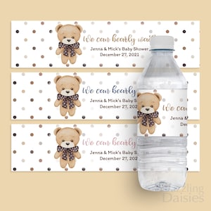 We can bearly wait water bottle label - Teddy bear water bottle label - We can bearly wait baby shower