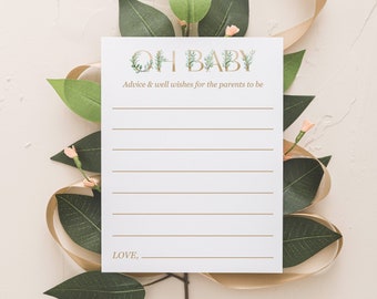 Oh Baby Shower Advice Cards, Woodland Baby Shower Games, Advice for Parents to Be, Words of Wisdom