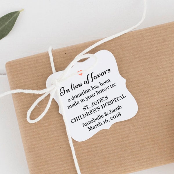 In lieu of favors tag - Donation favor tags - Wedding tags