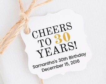 Cheers to 50 Years, Milestone Birthday, Personalized Party Favor Tags, Anniversary Favors