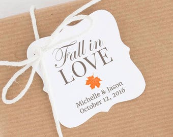 Fall in Love Tags Personalisiert, Brautparty Danke Gefälligkeiten, Herbst Hochzeit