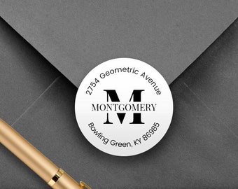 Round Monogram Envelope Seals, Personalized Address Labels, Return Address Stickers, Mailing Labels