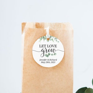Let Love Grow Tags, Succulent, Seed Favors Wedding, Personalized Plant Favor Label
