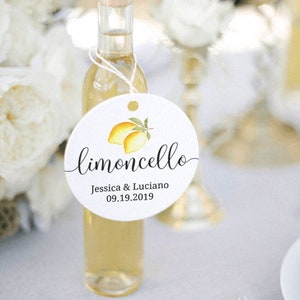 Limoncello Tags, Favor Tags for Wedding or Bridal Shower, Italian Wedding Favors