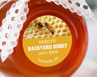 Etichette per barattoli di miele - Adesivo per barattolo di miele - Etichette per api mellifere - Etichetta miele fatto in casa - (PW018)