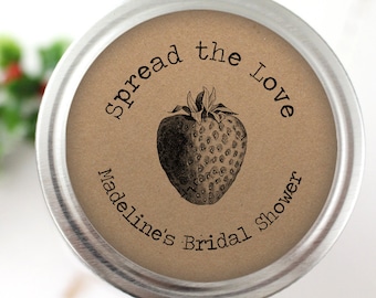 Spread the Love Stickers, Personalized Wedding Jam Favor Labels, Edible Bridal Shower Favors