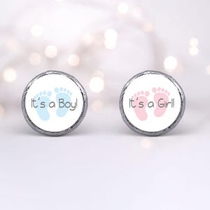 Gender Reveal Hershey Kiss Stickers (108), Baby Shower Chocolate Labels, Its a Boy, Its a Girl