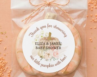 Little Pumpkin Baby Shower Stickers, Fall Baby Sprinkle Favor Labels, Autumn Favors
