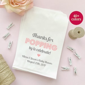 Vielen Dank für Popping by Taschen Babyparty, personalisierte Brautdusche Popcorn Gunst Taschen, Geschenktüten des offenen Hauses