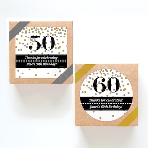 Birthday Favor Stickers for Adults, Personalized Thank you Labels, Anniversary Party Favors