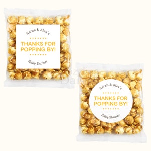 Thanks for Popping by Stickers, Popcorn Favor Labels for Wedding, Bridal Shower, Baby Shower