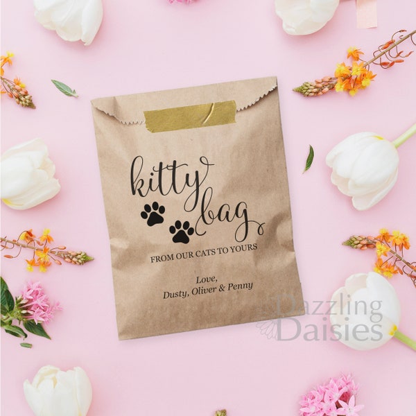 Cat Treat Favor Bags, Wedding Kitty Bags, From our Cat to Yours, Wedding Favors