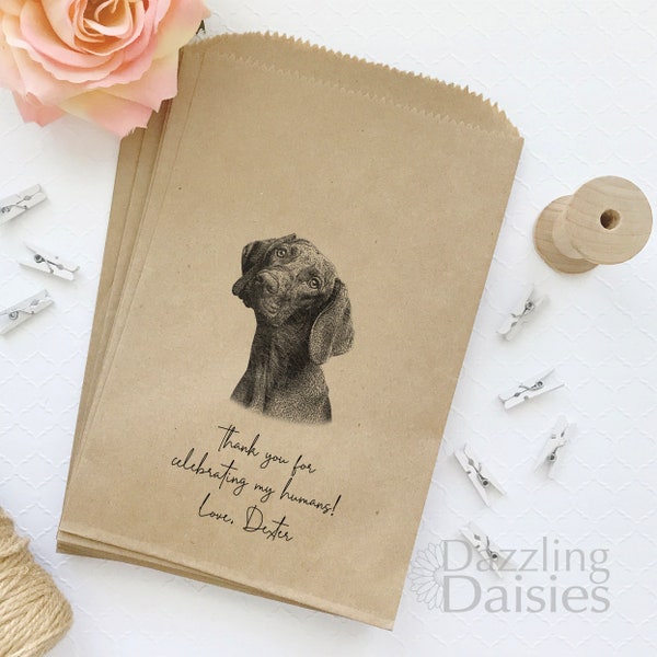 Grease resistant Wedding doggie bags - Dog treat bag - Wedding dog treat bag - Thank you for celebrating my humans - Wedding doggy bag