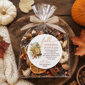 Fall Potpourri Physical Stickers, Autumn Favor Labels, Thanksgiving Gifts, Seasonal Scented Gift