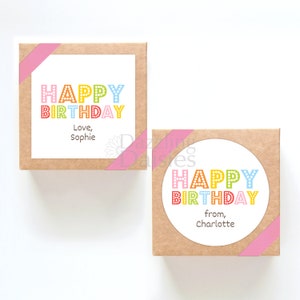 Rainbow colored Happy Birthday Stickers