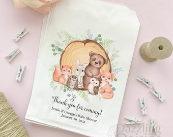 Woodland favor bags - Woodland baby shower bags - Woodland birthday bags