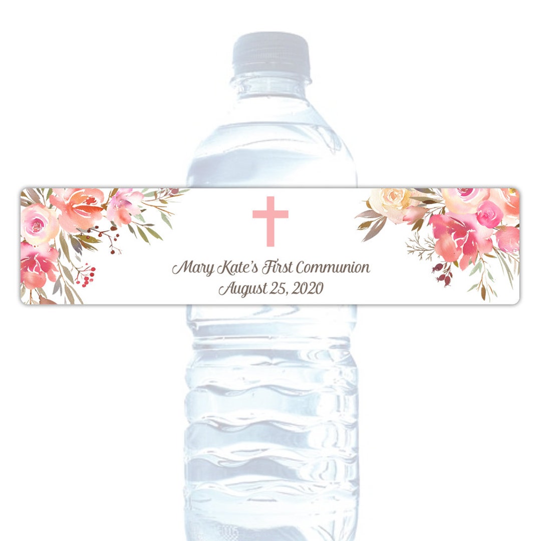 Baptism Water Bottle Labels First Communion Water Labels Etsy