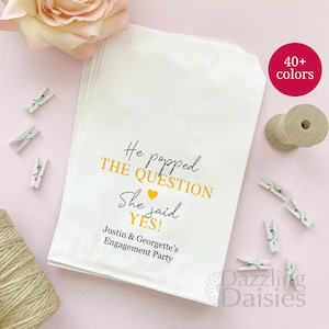 Bolsas de palomitas de maíz con la pregunta "Él hizo la pregunta", bolsas de obsequios para bodas y fiestas de compromiso