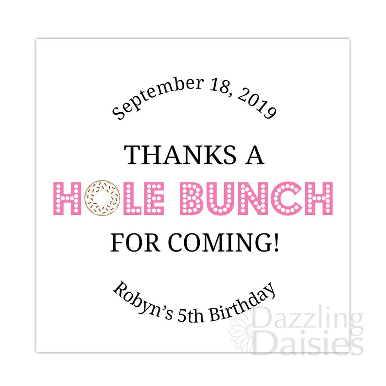 Thanks a hole bunch stickers Donut favor stickers Donut birthday stickers image 3