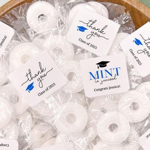 Mint to Succeed Favors, Graduation Mint Favor Labels, Class of 2025 Life Savers Candy Party Stickers