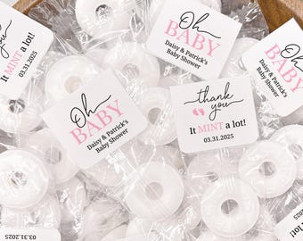 Mints for Baby Shower, Oh Baby Mint Favors, Personalized Lifesavers Candy Topper Labels
