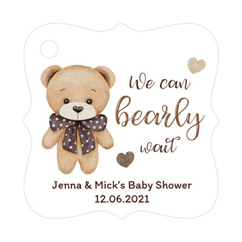 We Can Bearly Wait Tags Brown