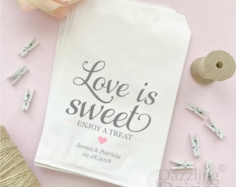 Love Is Sweet Bags, Bridal Shower Favor Bags, Love is Sweet Take a Treat Bags, Food Wedding Favors