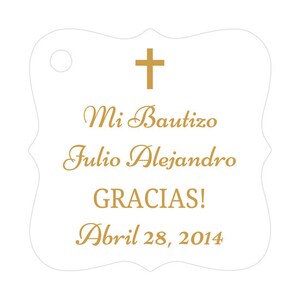 Mi Bautizo tags Baptism gift tags Spanish baptism tags Baptism tags Gold