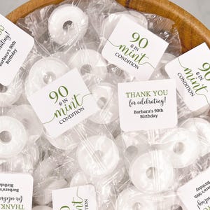 90 and in Mint Condition Favors, Milestone Birthday Party Mints, Lifesavers Labels