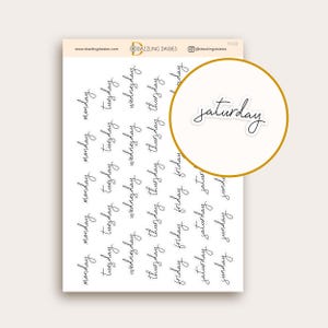 Weekday Script Planner Stickers: Calendar, Journal, Agenda Header