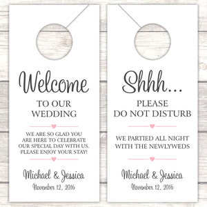 Personalized Wedding Door Hanger: Double-Sided Welcome & Do Not Disturb