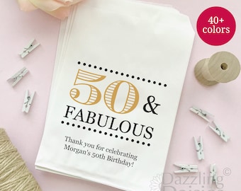 Birthday candy bags - 40 and fabulous - 50 and fabulous - Birthday bags - Birthday favor bags