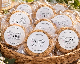 Wedding Cookie Favor Bags and Stickers, All You Need is Love and Cookies