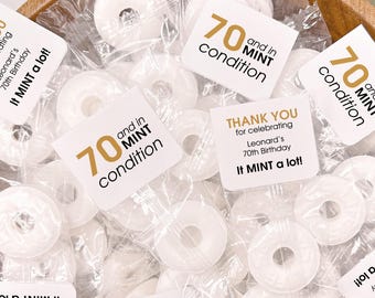 70 and in Mint Condition, Milestone Birthday Mints, Lifesavers Favors, Party Favor Labels