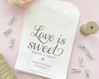 Personalised wedding sweet bags candy cart favour bags love is sweet flower FBW1 Personalised wedding sweet bags candy cart favour bags love is sweet flower FBW1