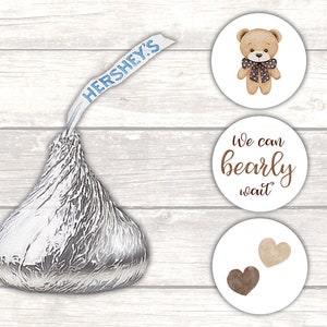 Teddy bear Hershey kiss stickers Brown