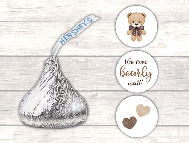 Teddy bear Hershey kiss stickers Brown
