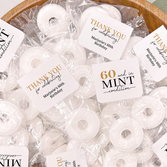 60 and in Mint Condition Party Favors, Birthday Mints, Milestone