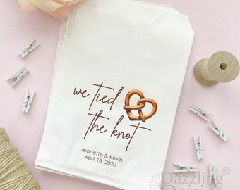 Wir haben den Knot Brezel Taschen, Essen Hochzeitsbevorzugungen, Benutzerdefinierte Leckerbissen Taschen