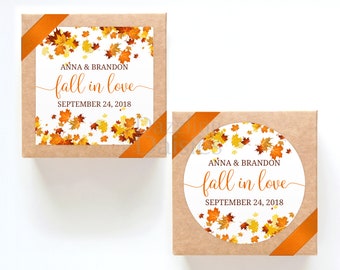 Fall in love stickers - Fall wedding sticker - Fall wedding favor sticker - Fall bridal shower stickers