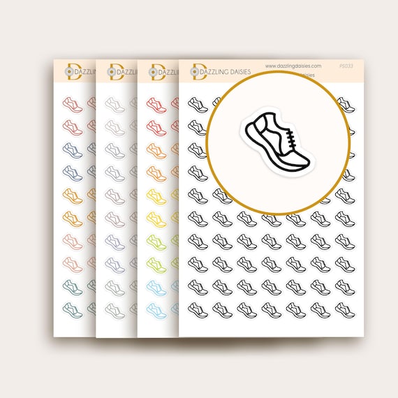 Running Planner Stickers for Calendar, Planners, Walking Shoe, Jogging Exercise, Cardio Reminder, Mini Icon Labels