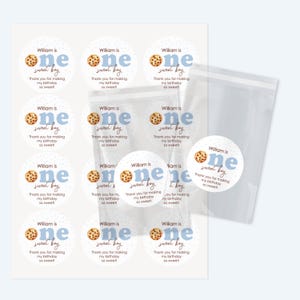 One Sweet Boy Cookie Favor Bags and Stickers