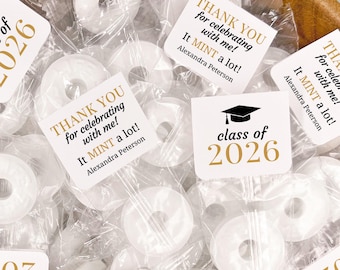 Graduation Mints, Class of 2026, Mint Favor Labels, Personalized Life Savers Candy Party Stickers