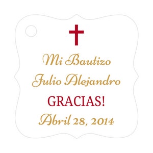 Mi Bautizo tags Baptism gift tags Spanish baptism tags Baptism tags Indian red