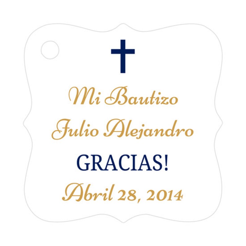 Mi Bautizo tags Baptism gift tags Spanish baptism tags Baptism tags Navy