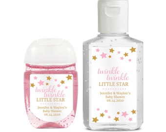 Etichette per disinfettante per le mani Twinkle Twinkle Little Star, adesivi per bomboniere per baby shower