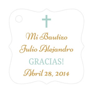 Mi Bautizo tags Baptism gift tags Spanish baptism tags Baptism tags Aquamarine