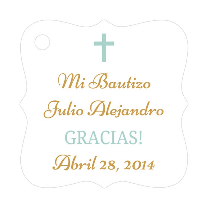 Mi Bautizo tags Baptism gift tags Spanish baptism tags Baptism tags Aquamarine