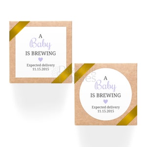 Ein Baby braut Aufkleber, Babyparty-Kaffee-Etiketten, personalisierte Teegeschenke