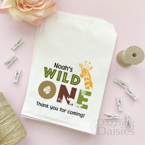 Wild one favor bags - Wild one treat bags - Wild one birthday favor bags - Safari birthday bags - Birthday candy bags